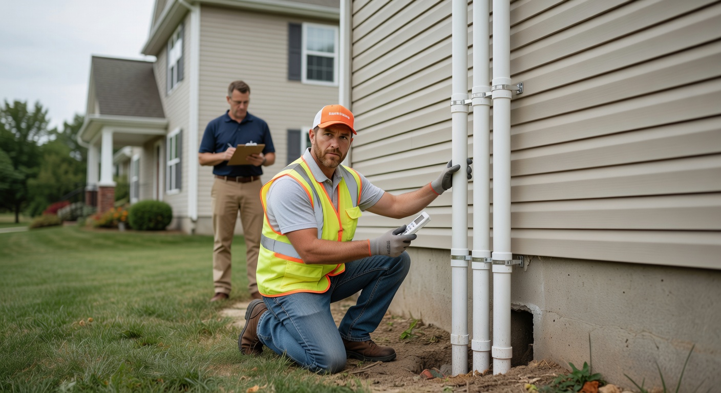 radon mitigation fan PVC pipe exterior installation