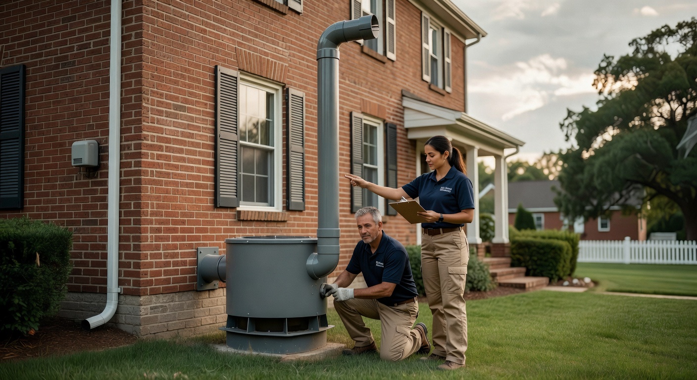 radon mitigation fan exterior pipe Ohio home