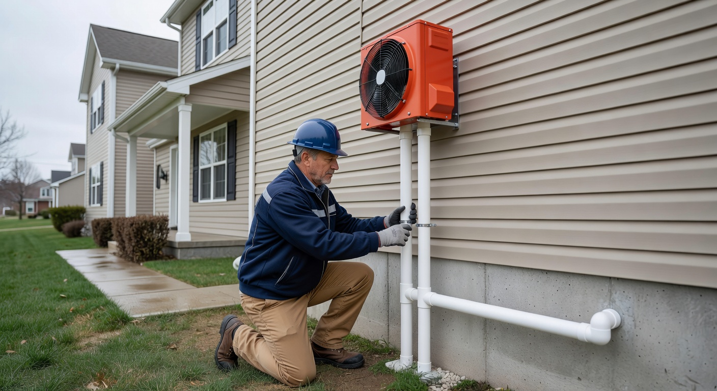 radon mitigation fan pvc pipe exterior installation