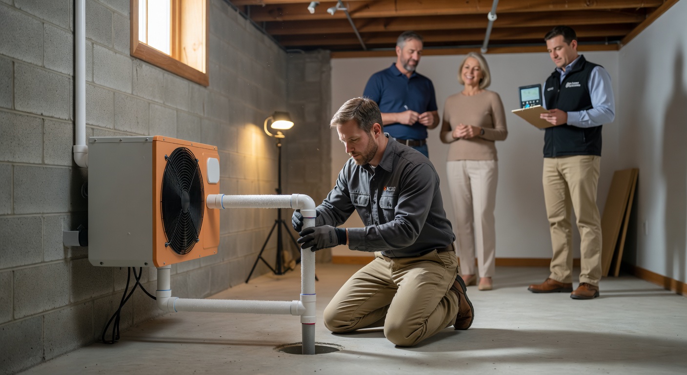 radon mitigation system installation residential basement
