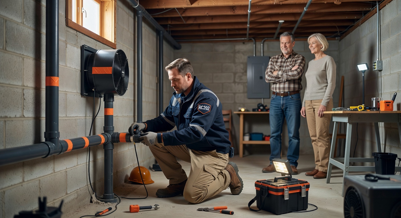 radon mitigation system installation basement Ohio home