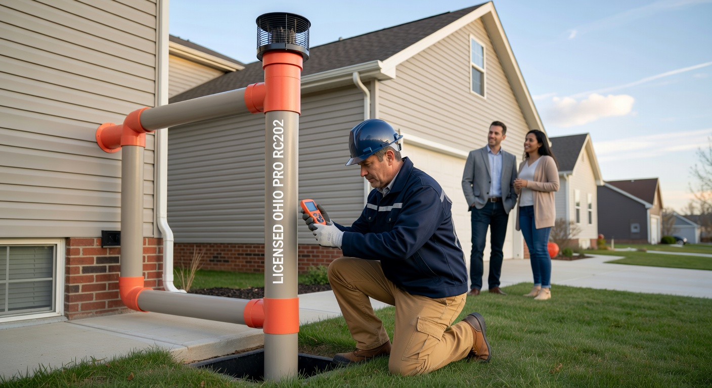 radon mitigation fan pipe exterior house professional install