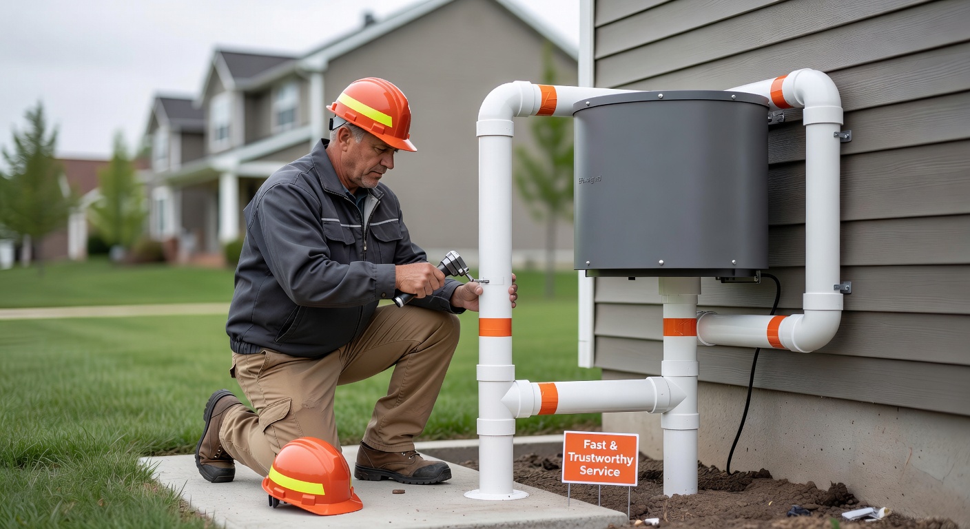 radon fan PVC pipe exterior installation