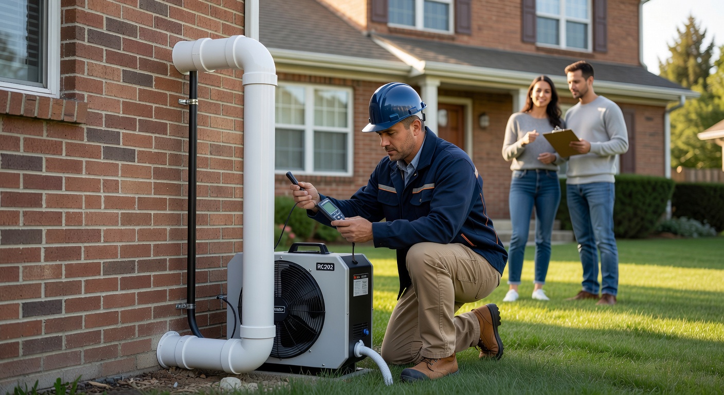 radon mitigation fan exterior pipe residential home
