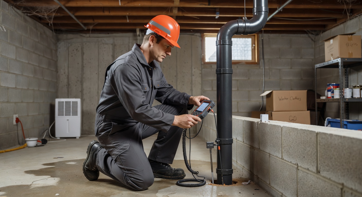 radon technician testing equipment Ohio basement professional