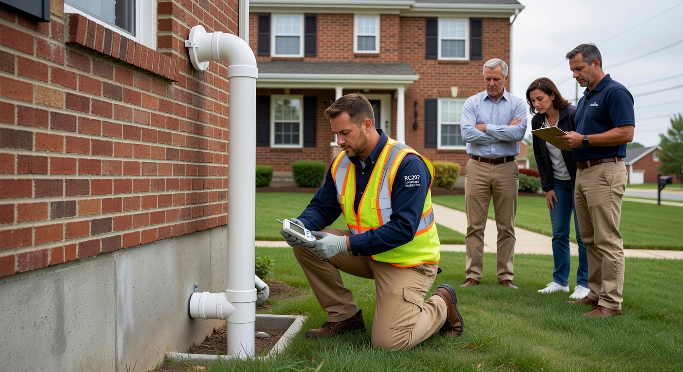 radon mitigation system exterior pipe basement Ohio house