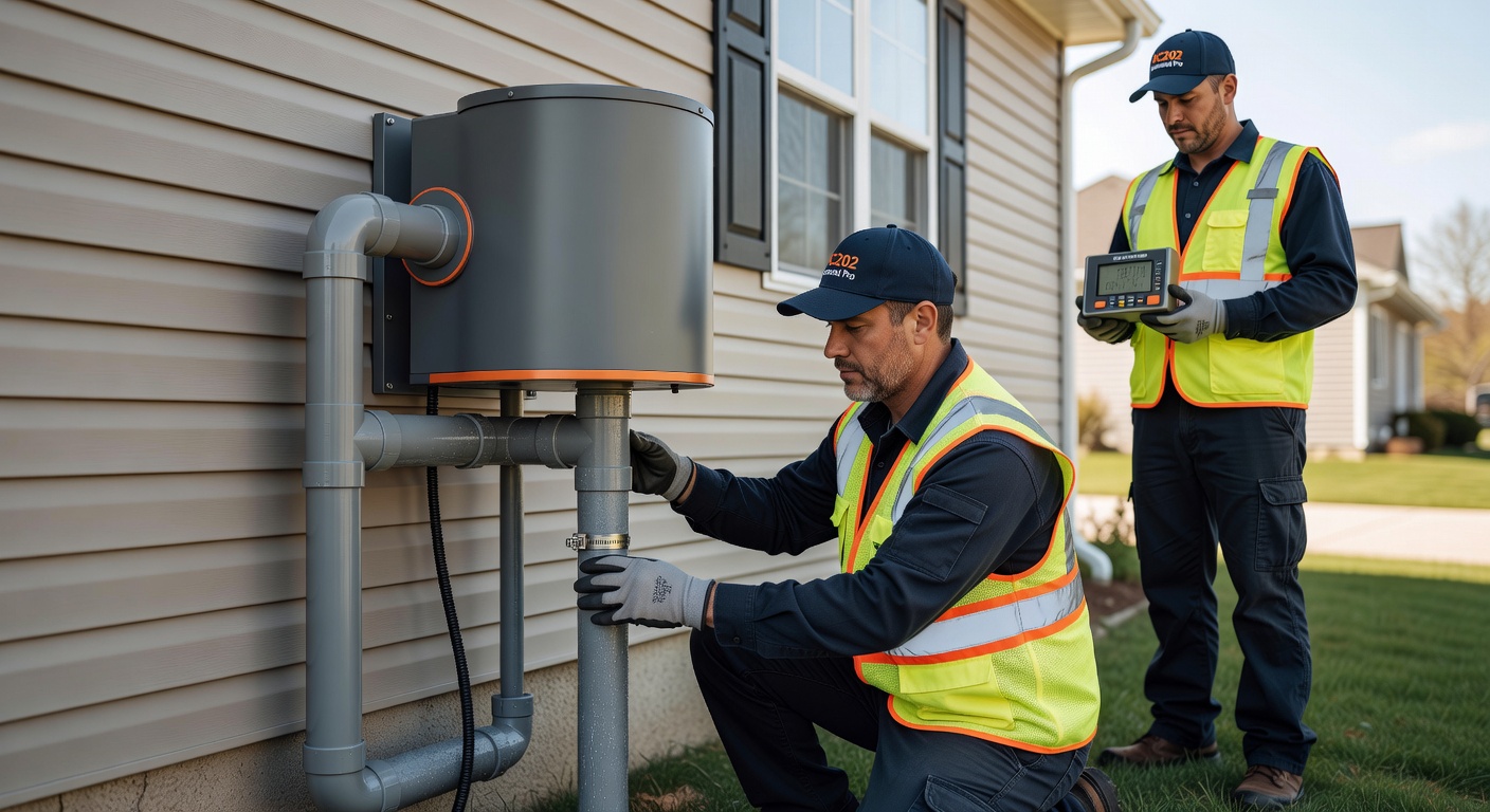 radon mitigation fan PVC pipe exterior installation