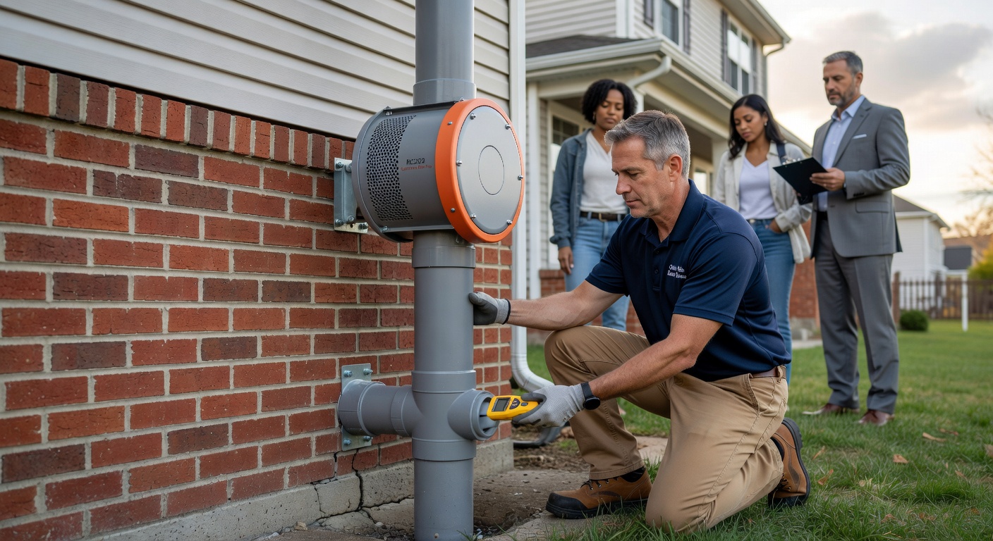 radon mitigation pipe fan exterior home Ohio