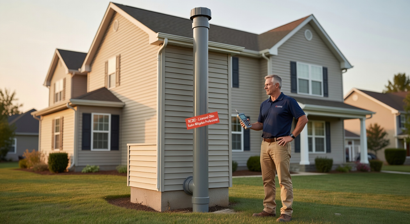 radon mitigation pipe exterior home Ohio