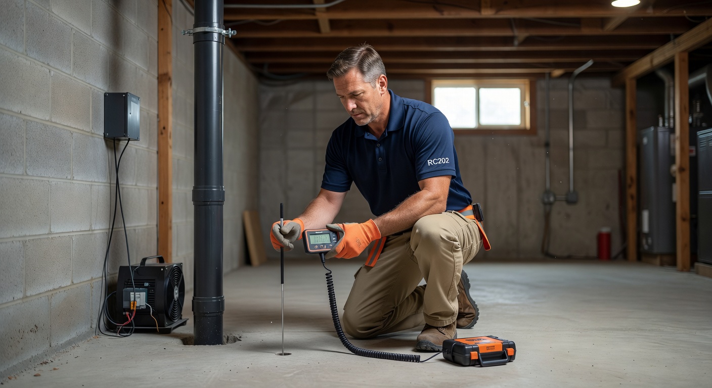 licensed radon mitigation technician testing equipment