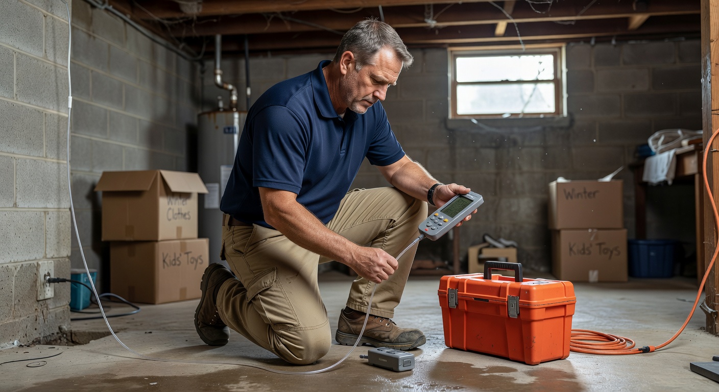 radon mitigation technician testing Ohio basement