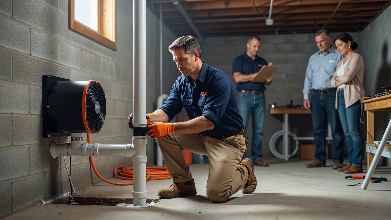 radon mitigation system installation basement Ohio home