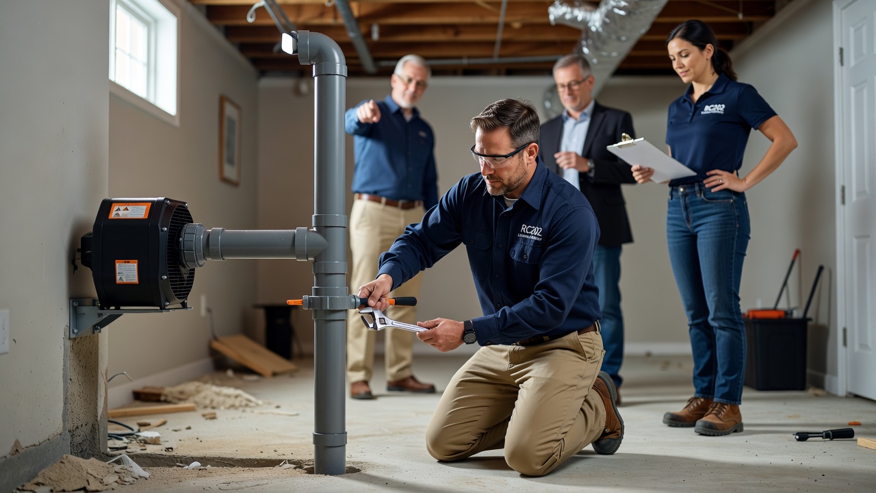 radon mitigation system installation Ohio home basement