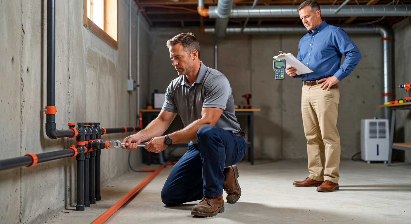 radon mitigation system installation residential basement