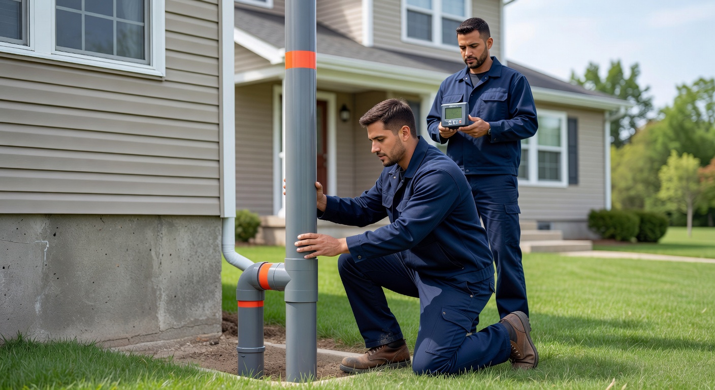 radon mitigation pipe exterior installation Ohio home
