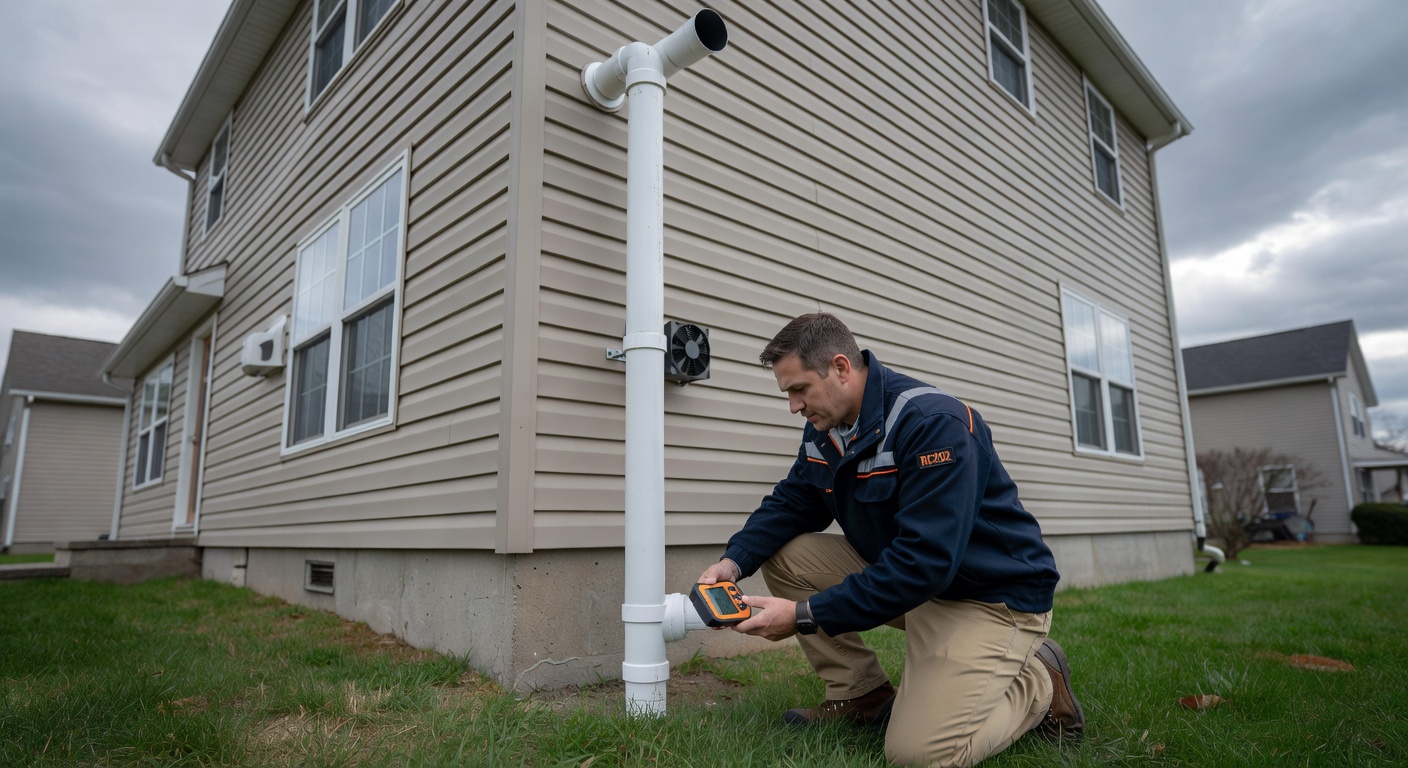 radon mitigation pipe exterior residential home Ohio