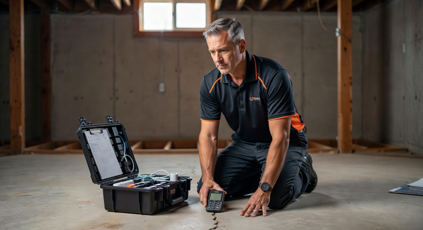 professional radon mitigation technician testing Ohio basement