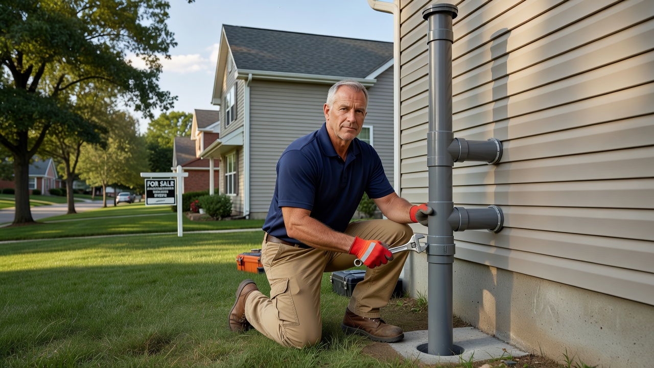 radon mitigation pipe exterior installation North Royalton Ohio house