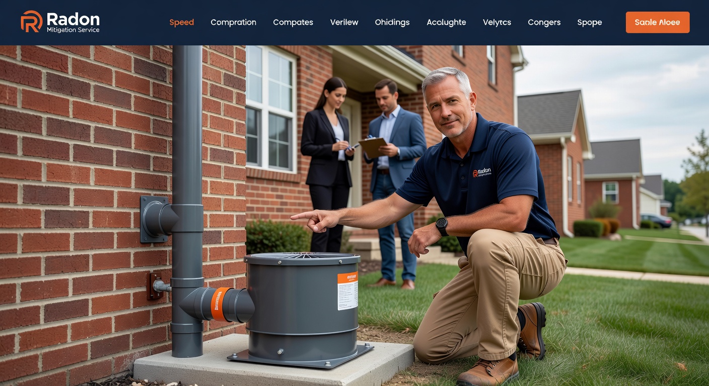 radon mitigation fan exterior pipe Ohio home