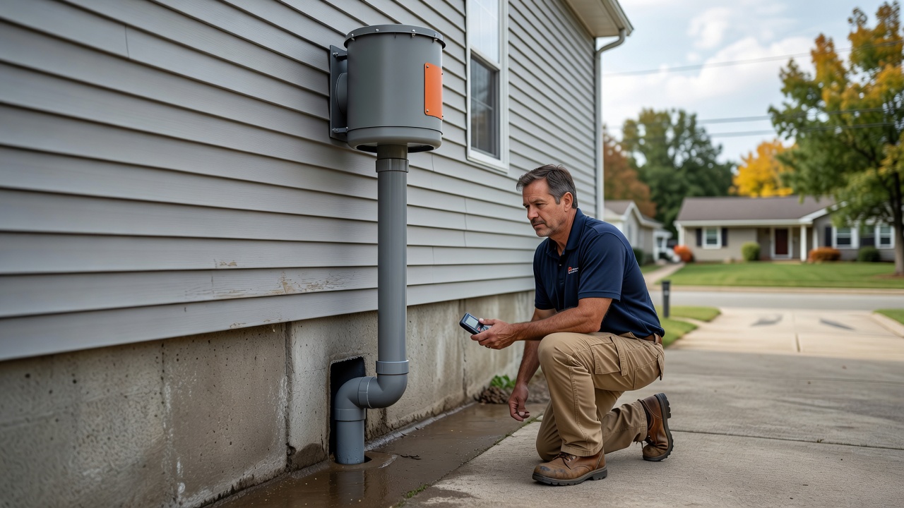 radon mitigation fan pipe exterior house Ohio