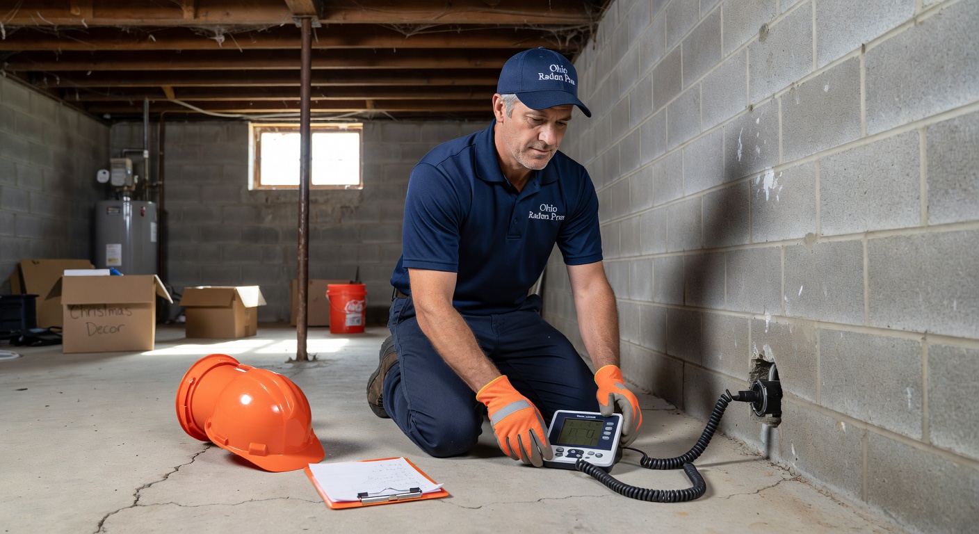 radon technician testing basement Ohio