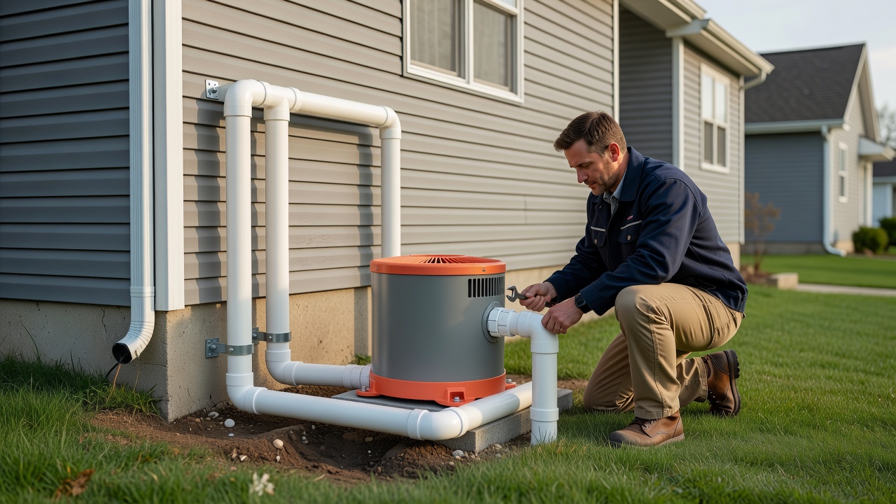 radon mitigation fan PVC pipe exterior installation
