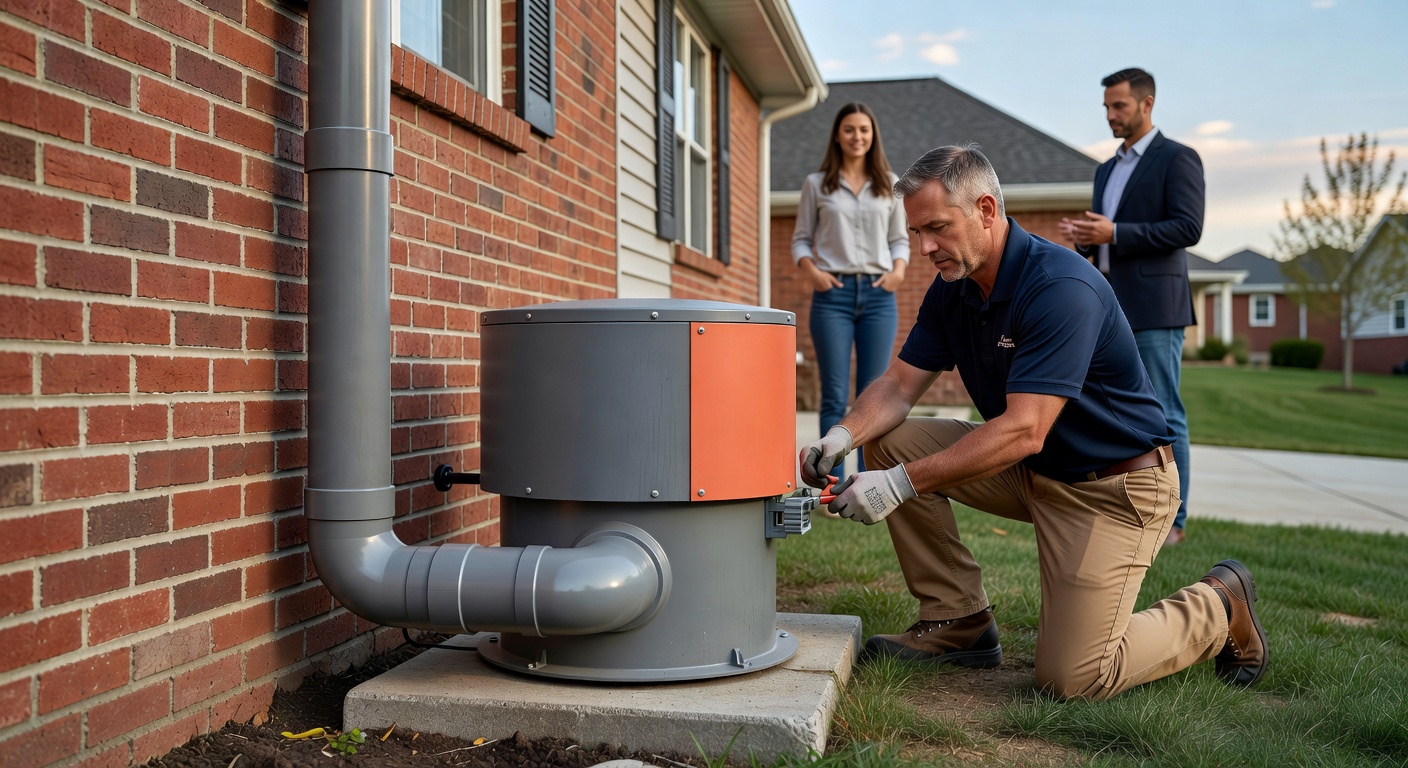 radon mitigation fan PVC pipe exterior home