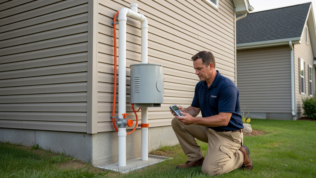radon fan PVC mitigation pipe exterior home