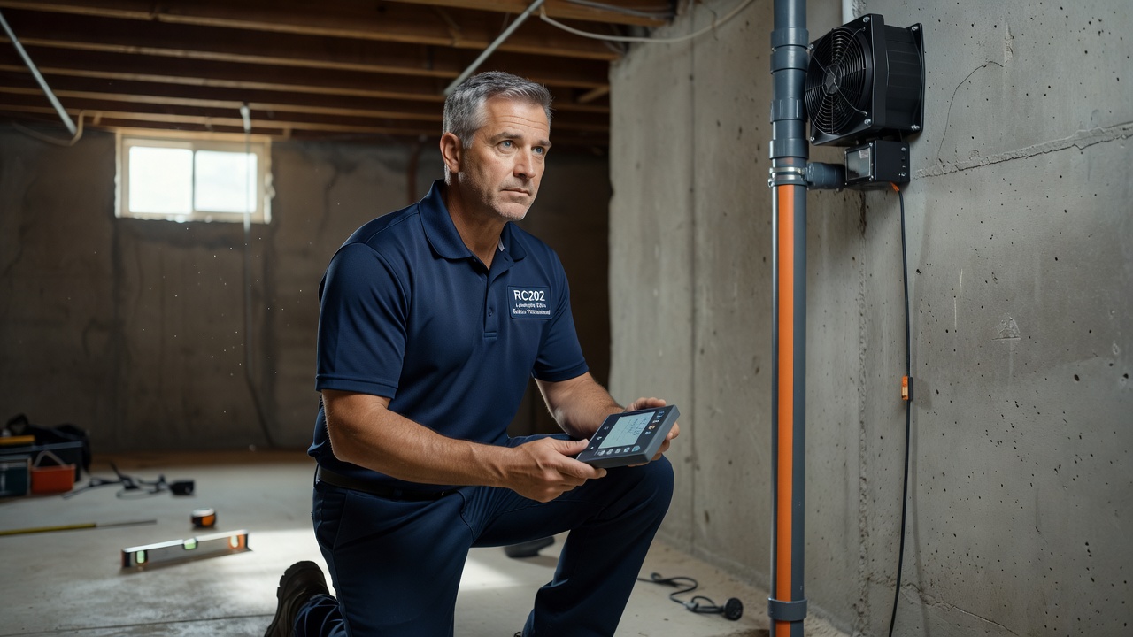 radon testing technician Waterville Ohio basement