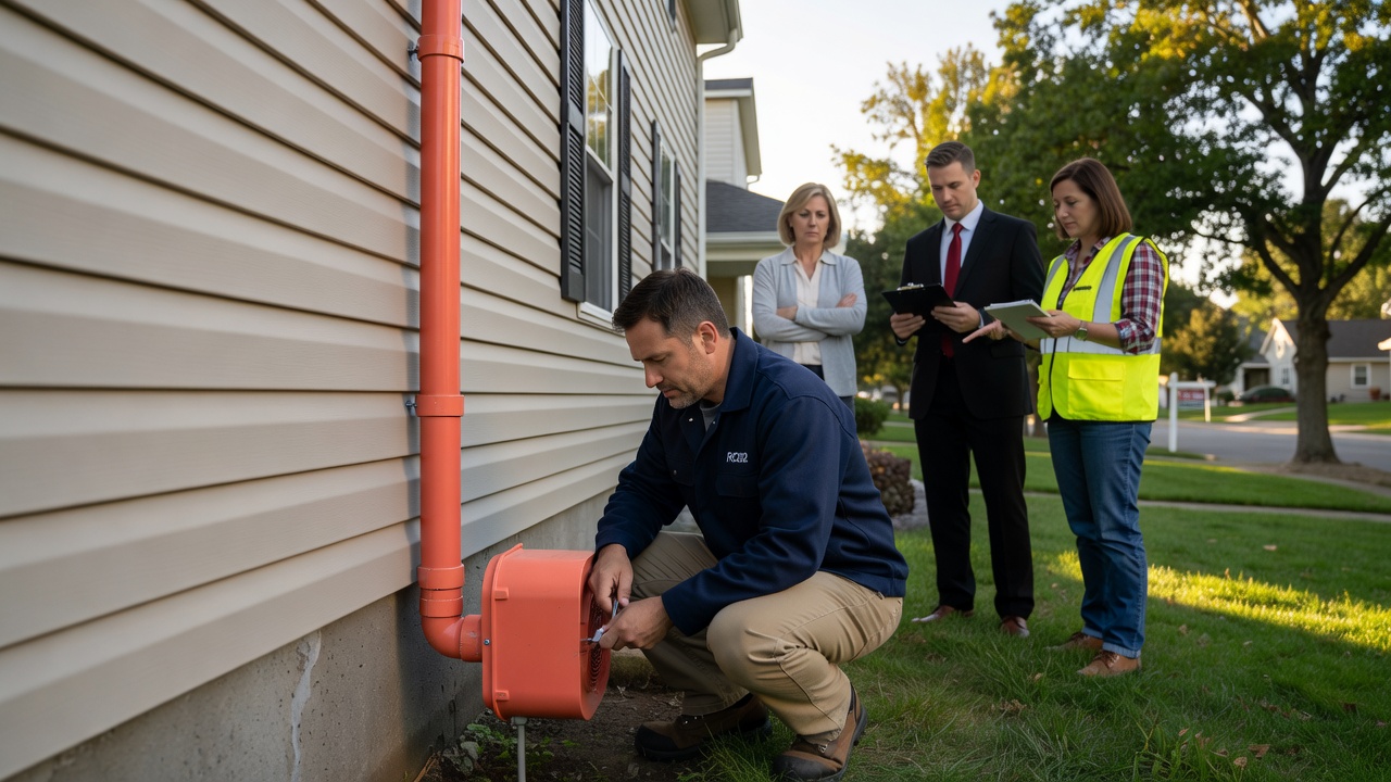 radon fan PVC pipe exterior home Ohio