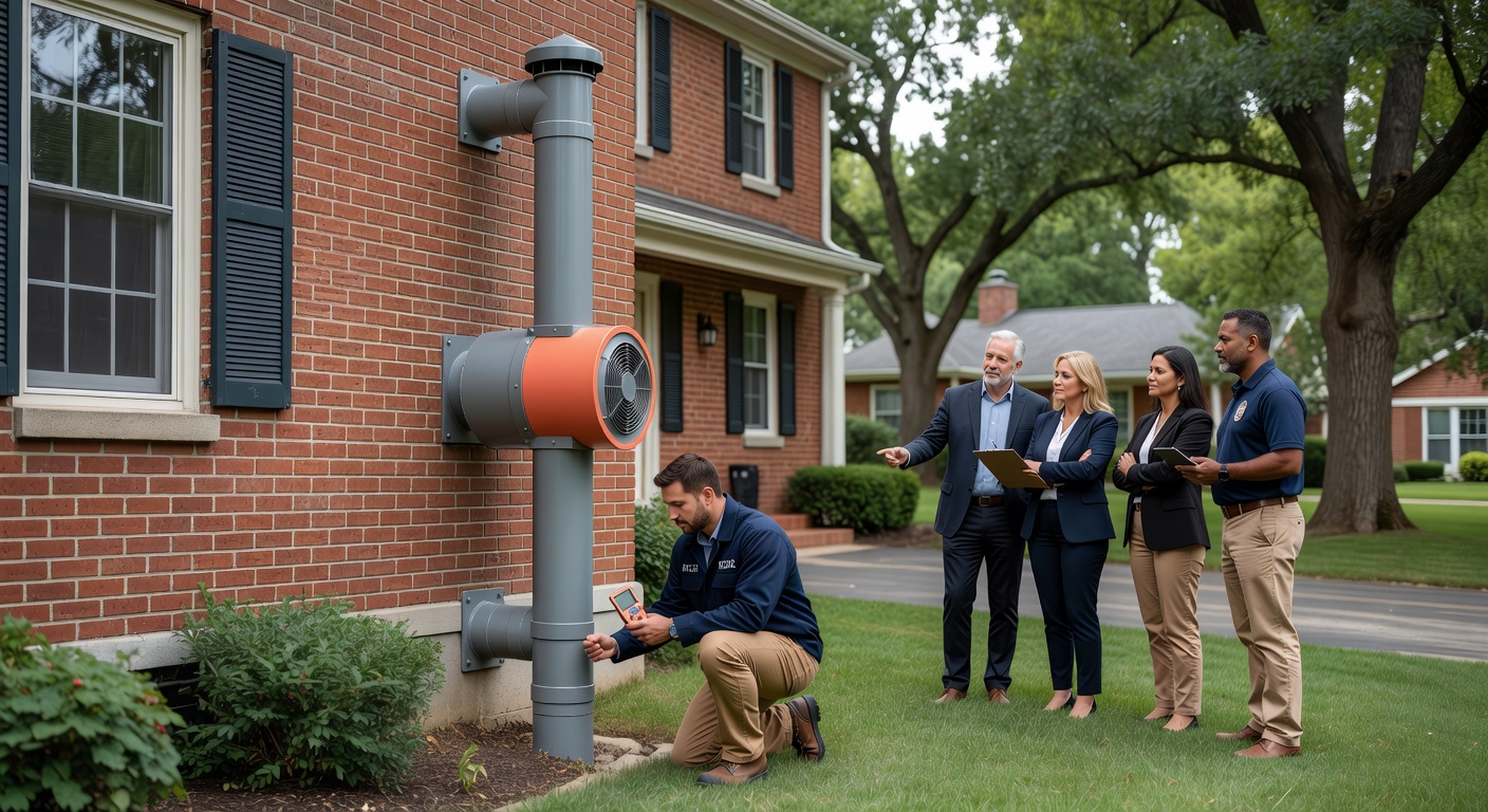 radon mitigation fan exterior pipe house Ohio