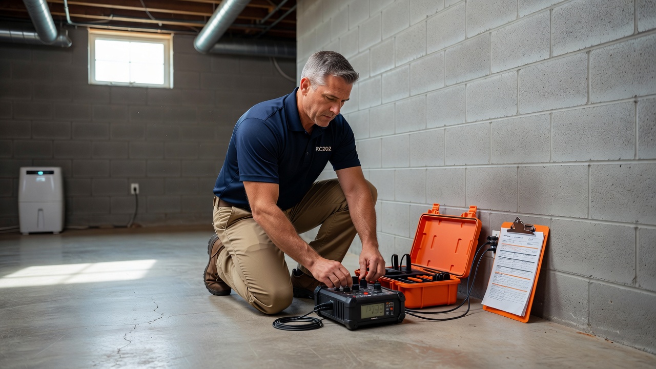 radon technician testing equipment continuous monitor Hartville Ohio home