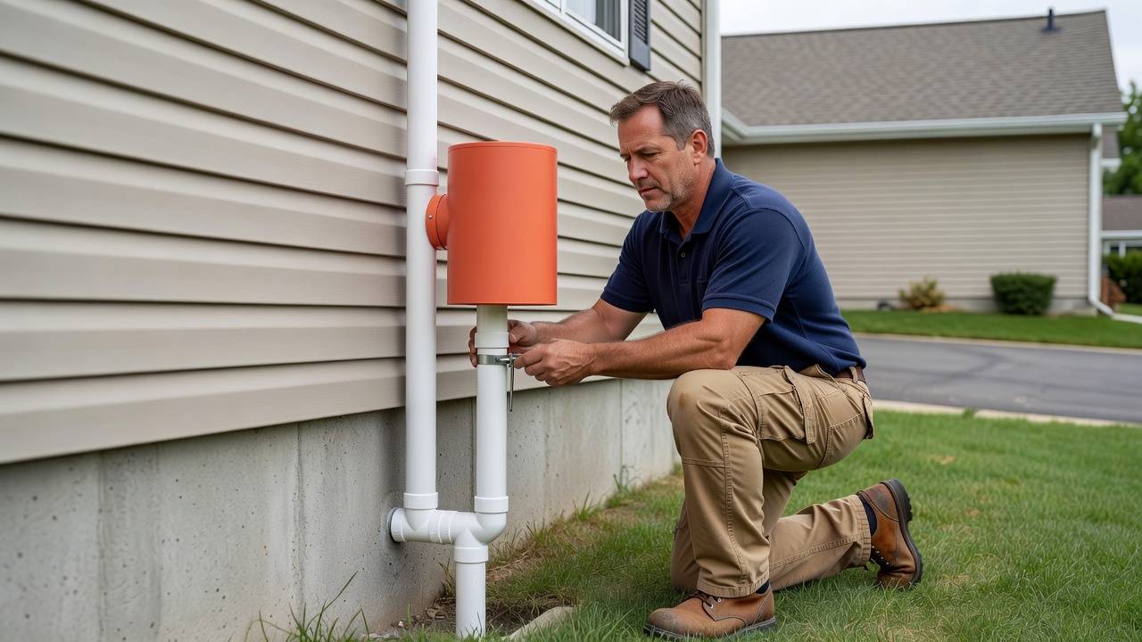 radon fan PVC pipe exterior home installation