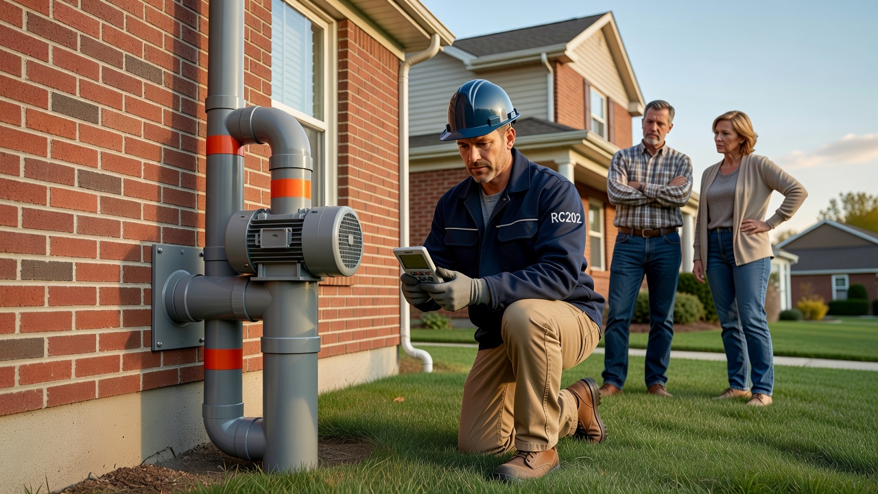 radon mitigation fan exterior installation Ohio home