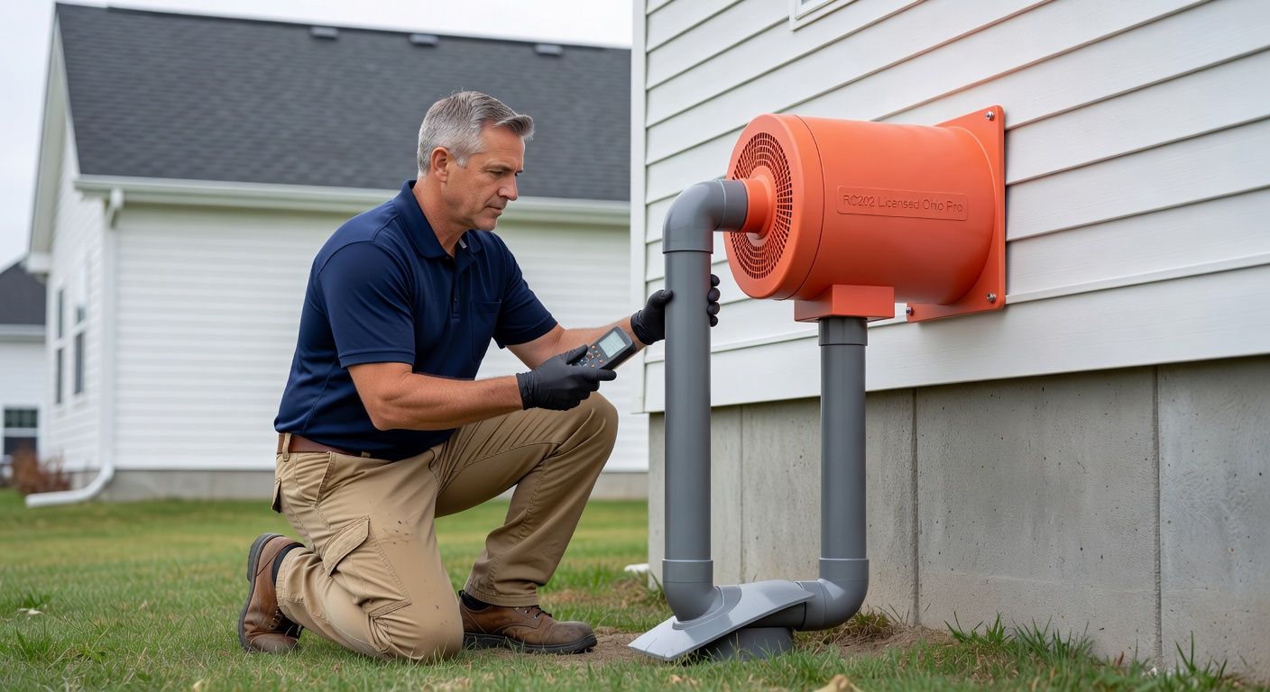 radon fan PVC pipe exterior home installation