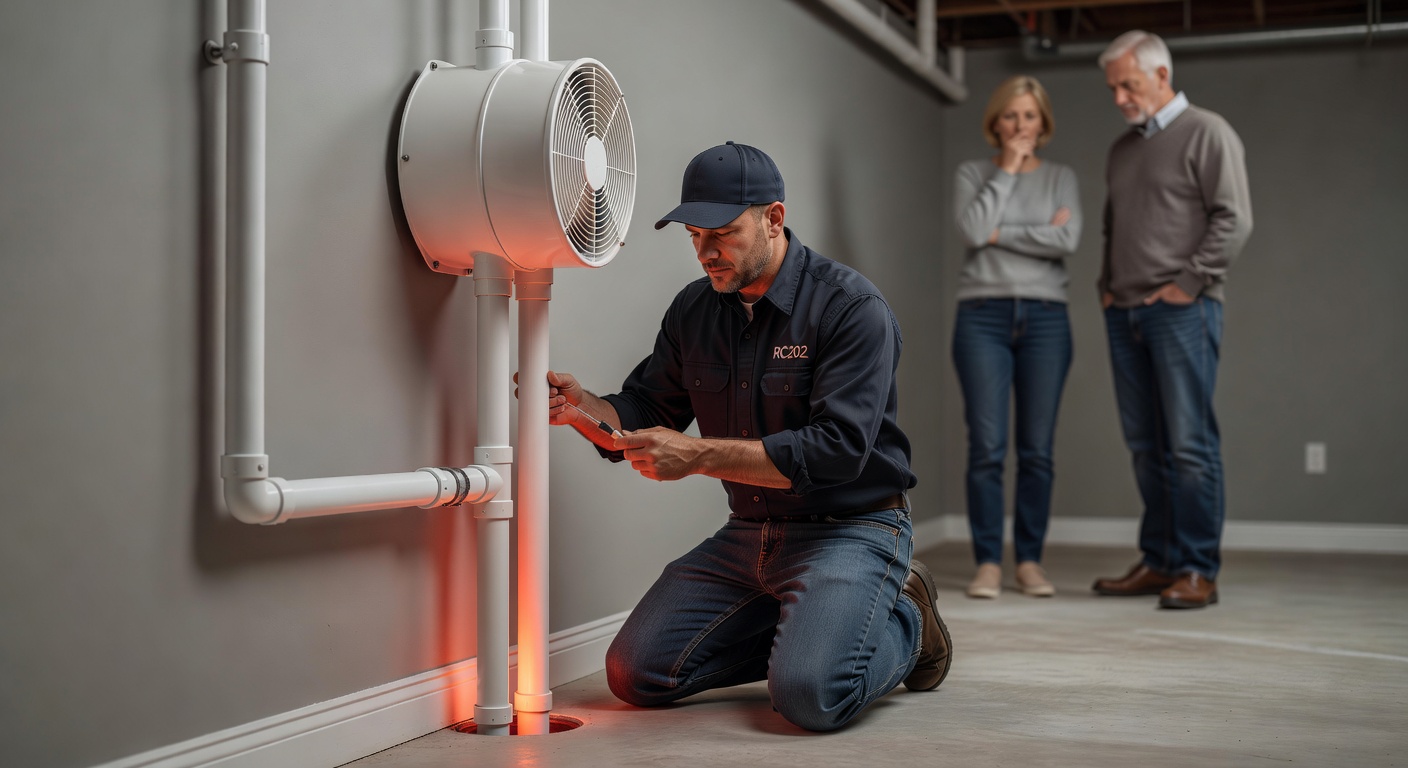 radon mitigation fan PVC pipe basement Ohio