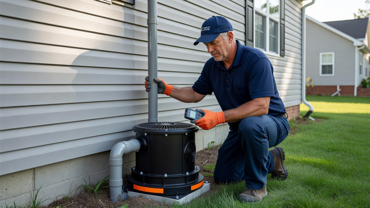 radon mitigation fan exterior wall installation home inspector