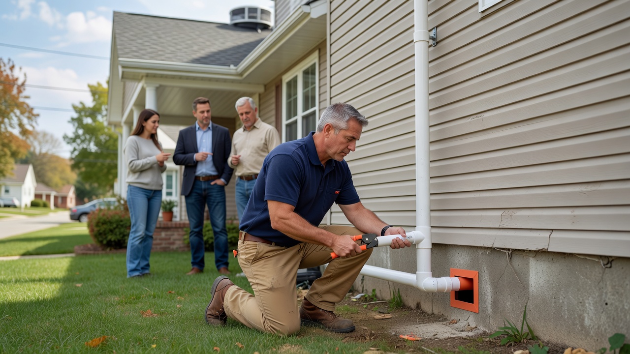radon mitigation PVC pipe exterior installation house