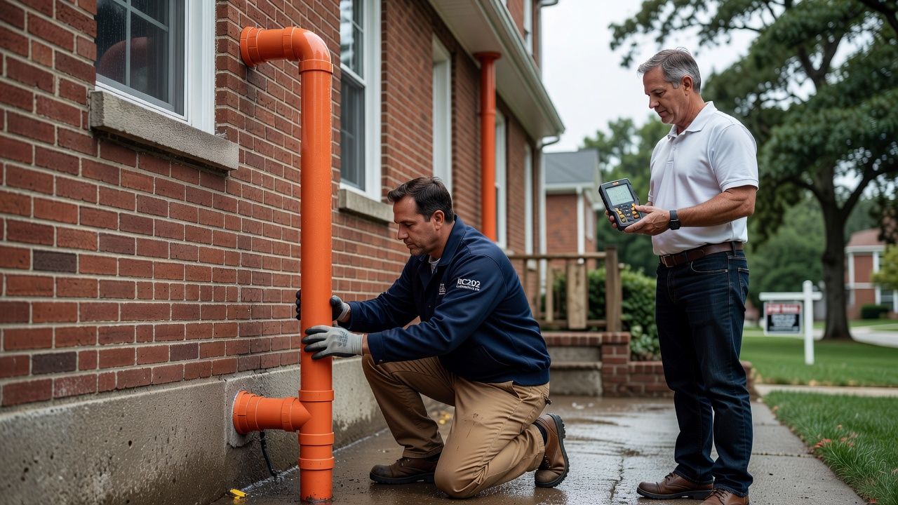 radon mitigation system PVC pipe exterior Ohio house diagnostic test