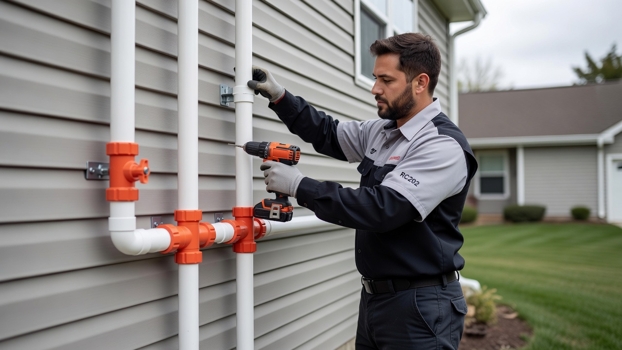 radon mitigation fan PVC pipe exterior installation