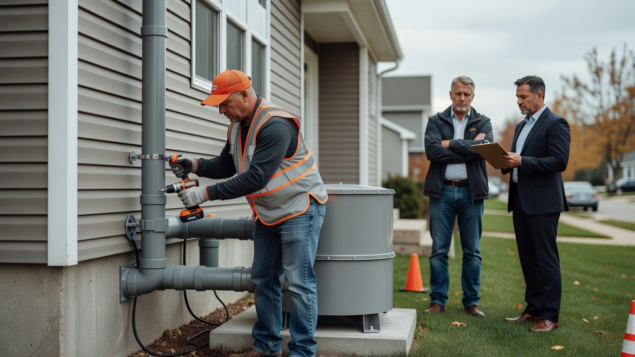 radon mitigation fan PVC pipe exterior installation