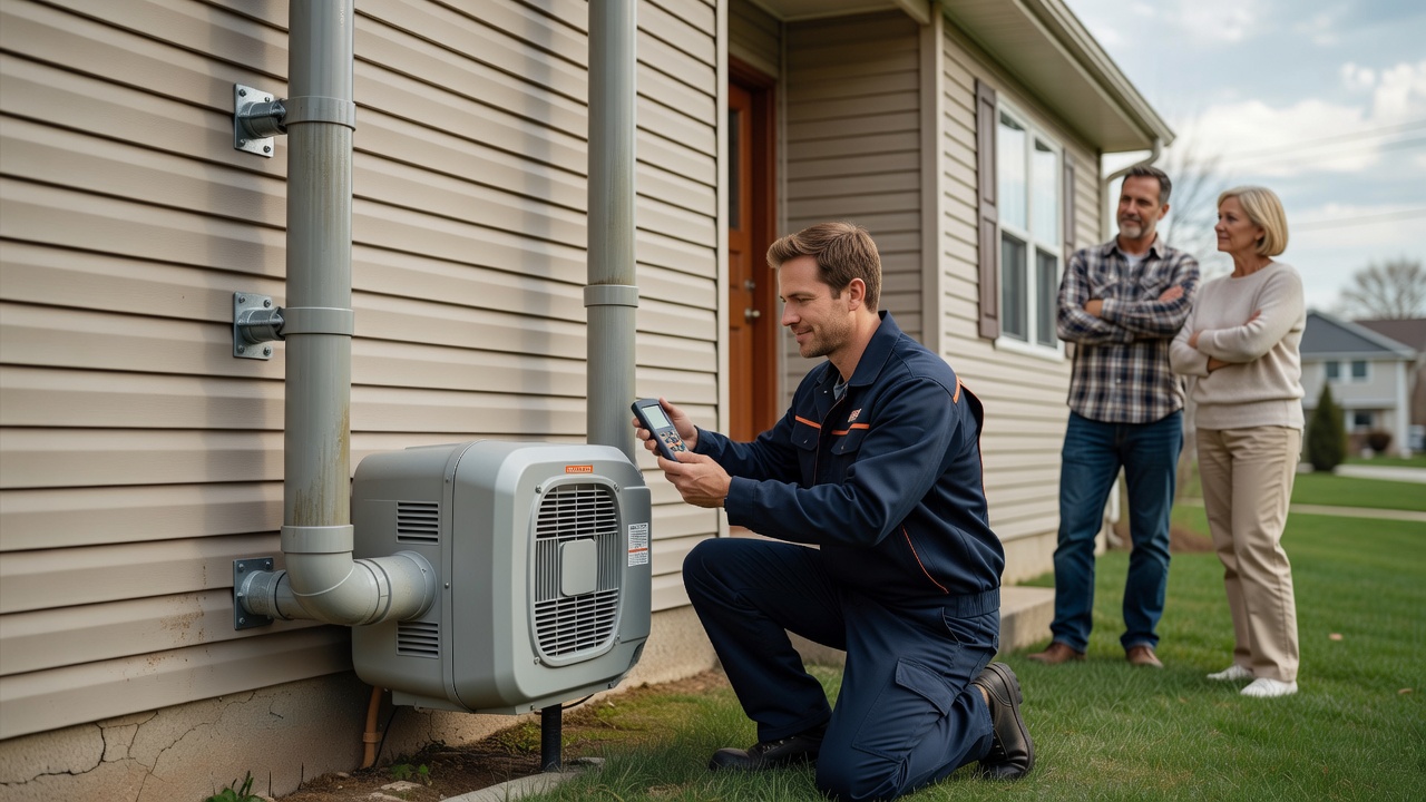 radon fan PVC pipe exterior home Ohio