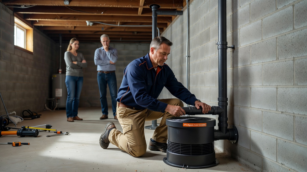 radon mitigation system installation basement Ohio