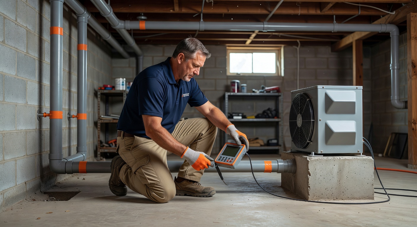 radon technician testing equipment Ohio home