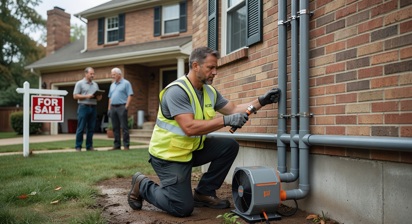 radon mitigation fan PVC pipe exterior installation