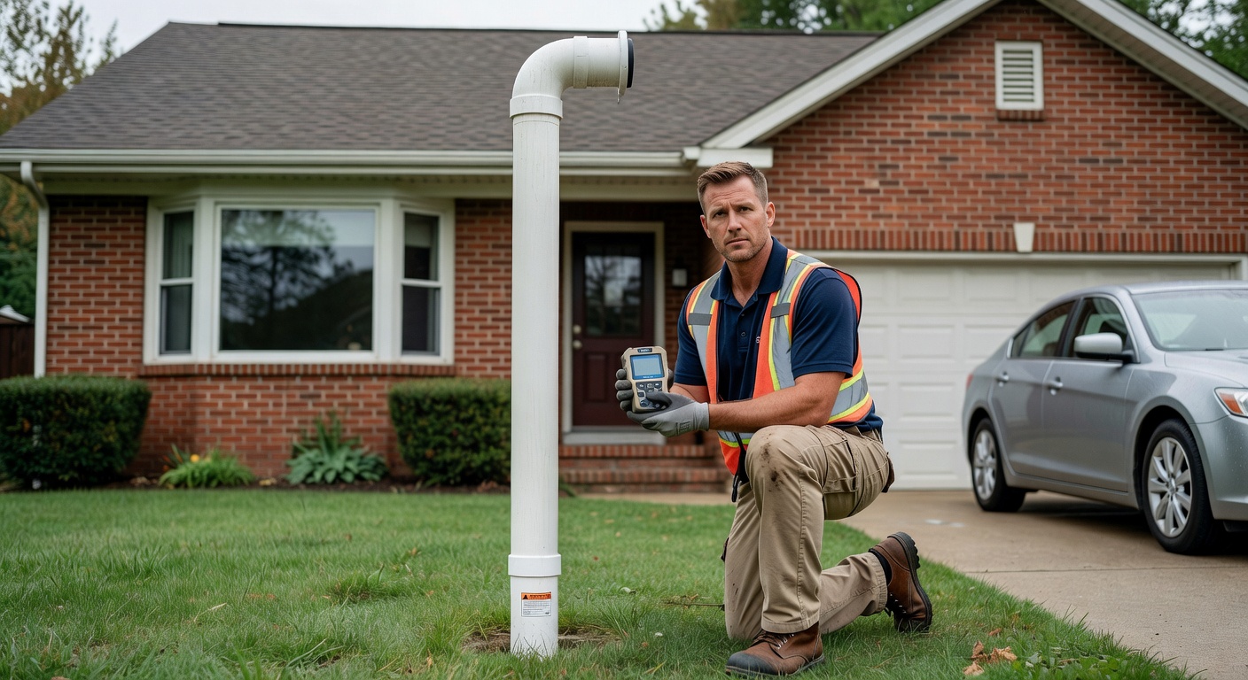 radon mitigation system exterior PVC pipe Ohio home