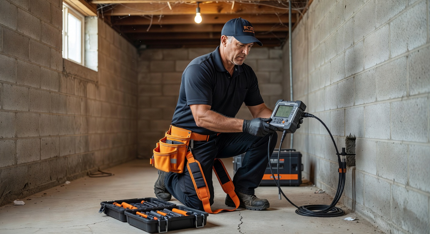 radon technician testing equipment Ohio basement