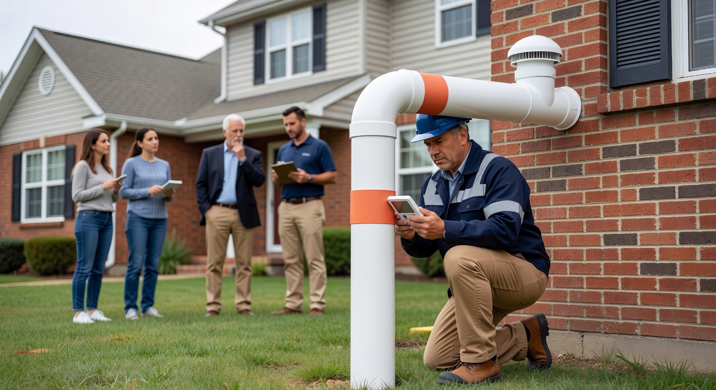 radon fan vent pipe exterior home Ohio