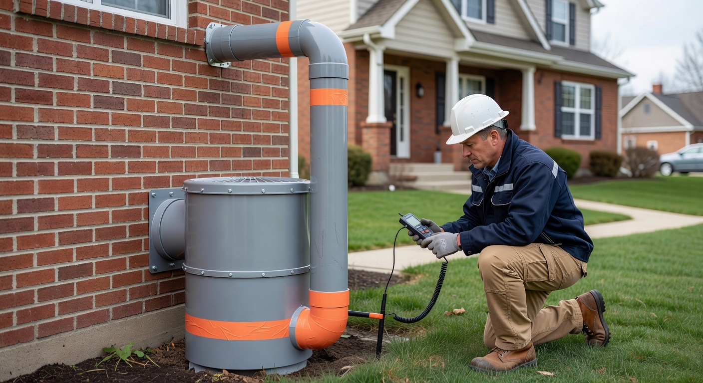 radon mitigation fan exterior wall residential home Ohio
