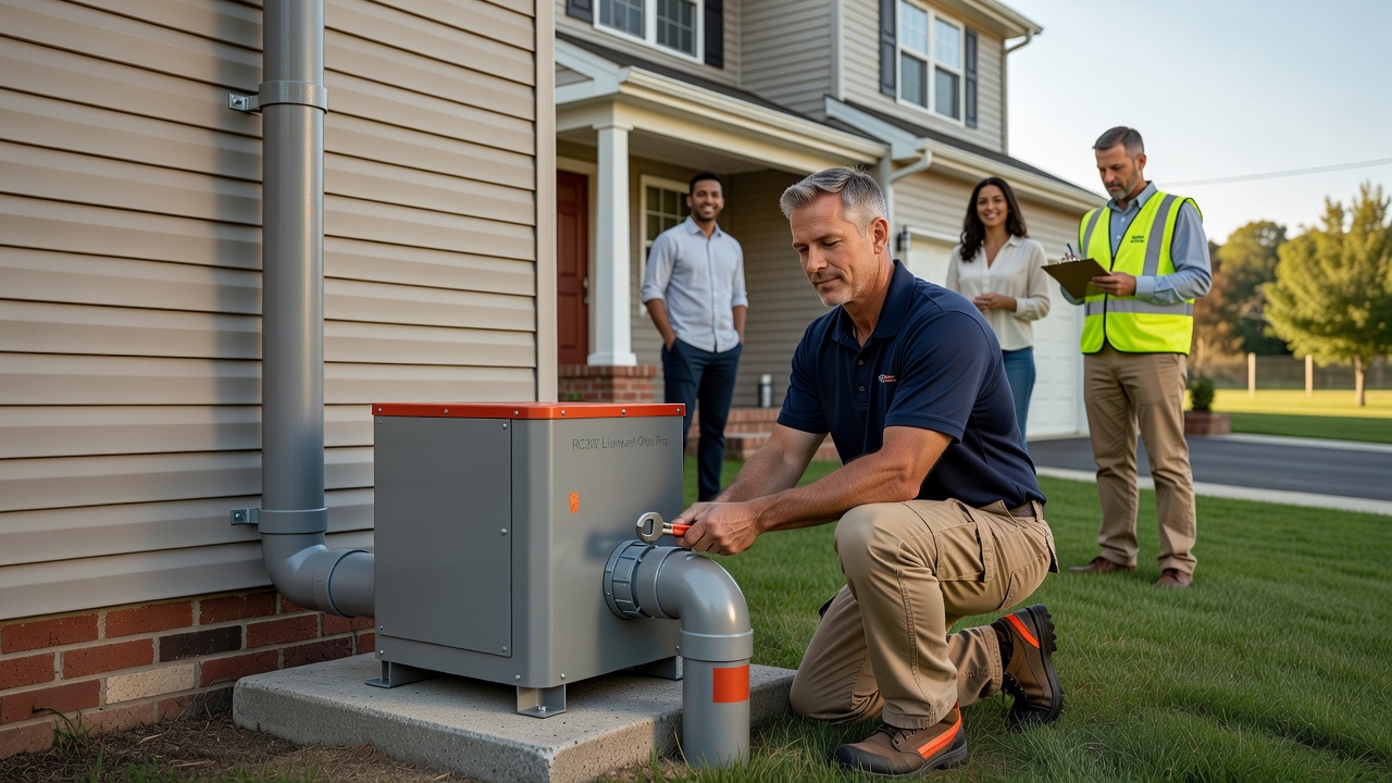 radon mitigation pipe and fan exterior installation Ohio home